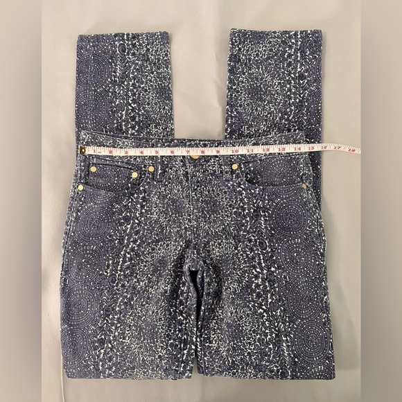 Tory Burch Ivory Super Skinny Low Rise Jeans Sz 27 Purple Floral - Picture 6 of 12